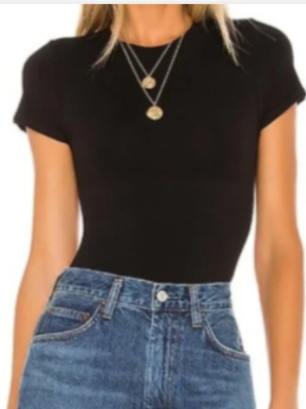 Yummie by Heather Thomson Short Sleeve Bodysuit‎ M/L Black #72X
